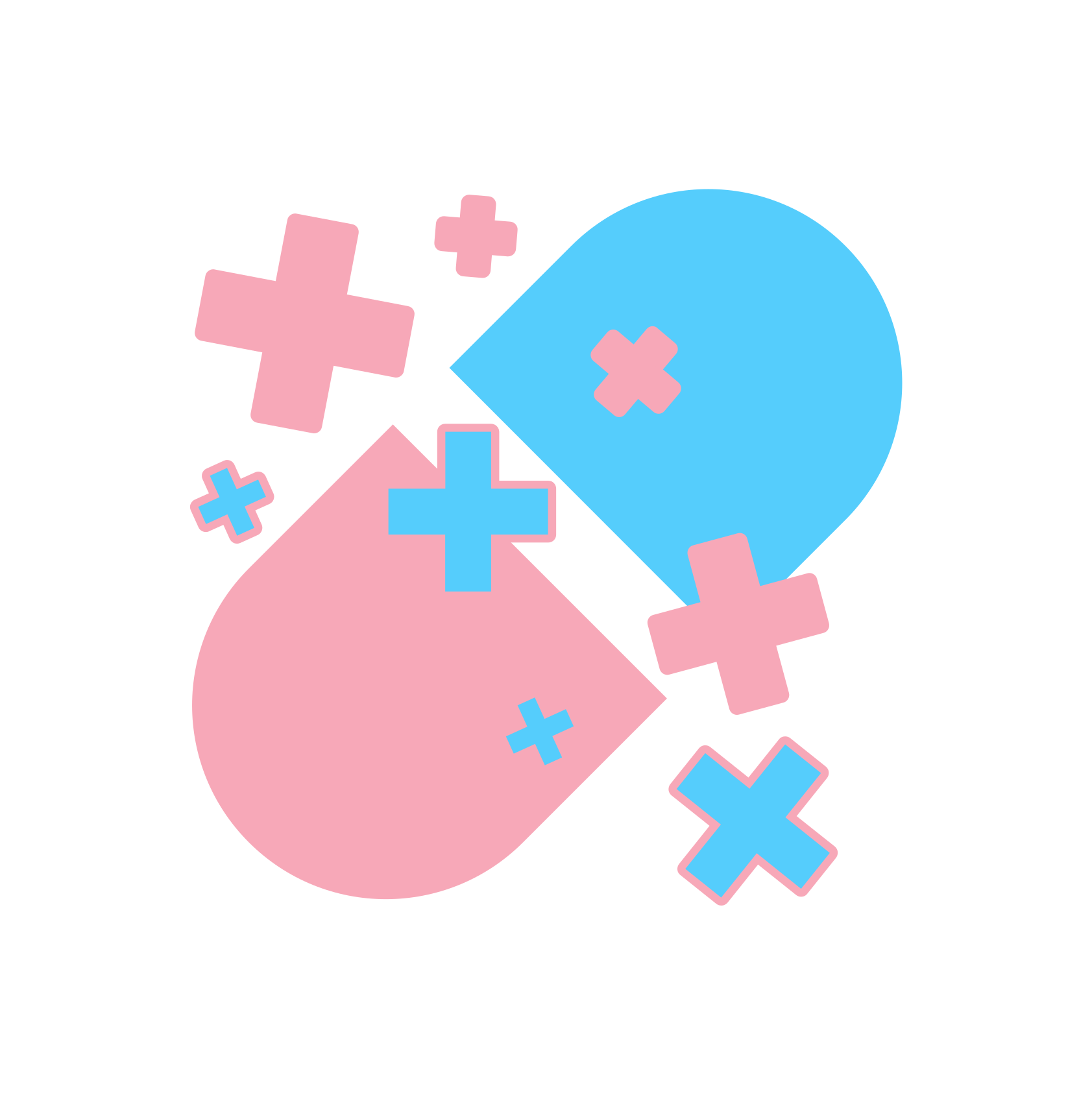 pill shaped logo with transgender flag colors